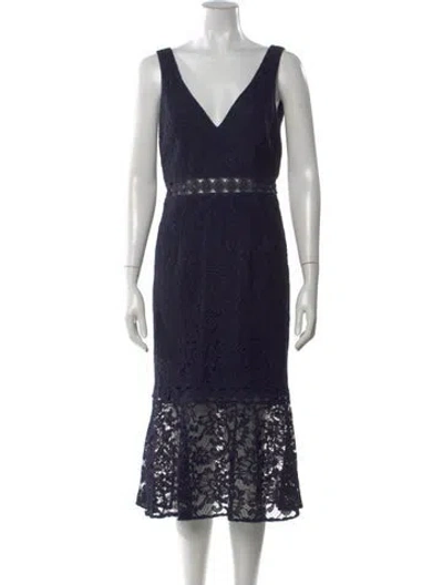 Pre-owned Bardot Lace Pattern Midi Length Dress In Blue
