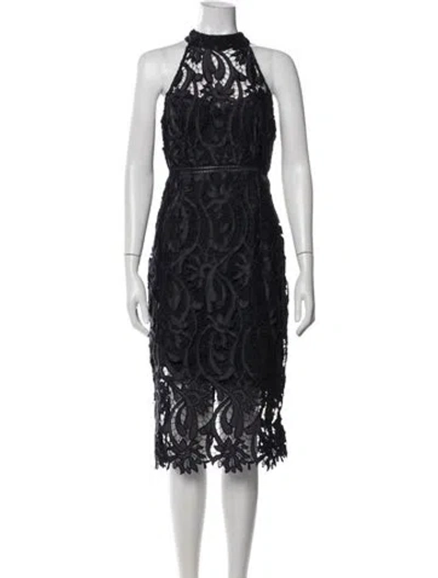 Pre-owned Bardot Lace Pattern Midi Length Dress In Blue