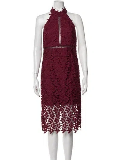 Pre-owned Bardot Lace Pattern Midi Length Dress In Burgundy