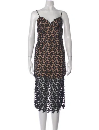 Pre-owned Bardot Lace Pattern Midi Length Dress In Multi