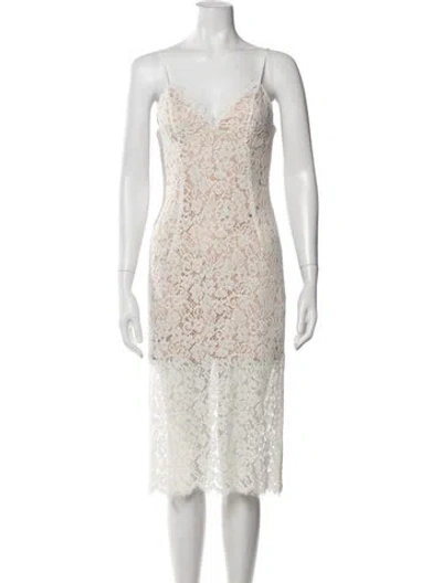 Pre-owned Bardot Lace Pattern Midi Length Dress In Neutral