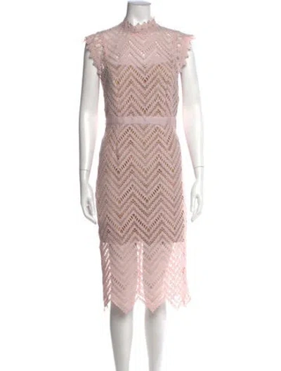 Pre-owned Bardot Lace Pattern Midi Length Dress In Pink
