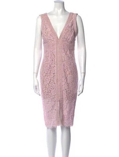 Pre-owned Bardot Lace Pattern Midi Length Dress In Pink