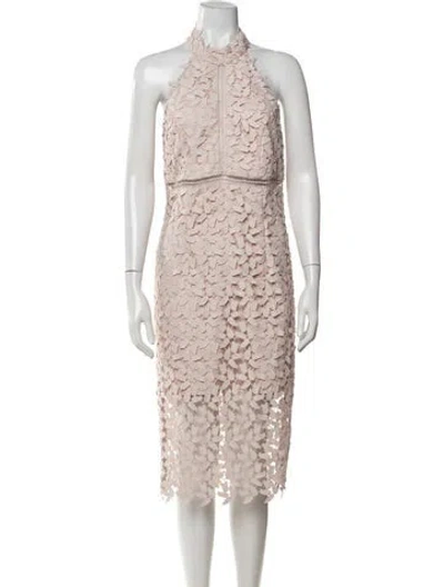 Pre-owned Bardot Lace Pattern Midi Length Dress In Pink