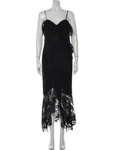 Pre-owned Bardot Lace Pattern Midi Length Dress W/ Tags In Black