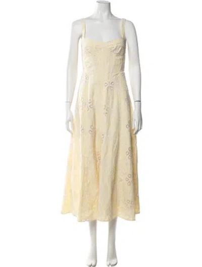 Pre-owned Bardot Lace Pattern Midi Length Dress W/ Tags In Yellow