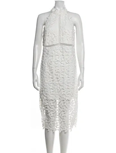 Pre-owned Bardot Lace Pattern Midi Length Dress In White