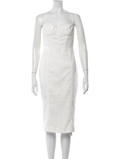 Pre-owned Bardot Lace Pattern Midi Length Dress In White