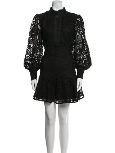 Pre-owned Bardot Lace Pattern Mini Dress In Black