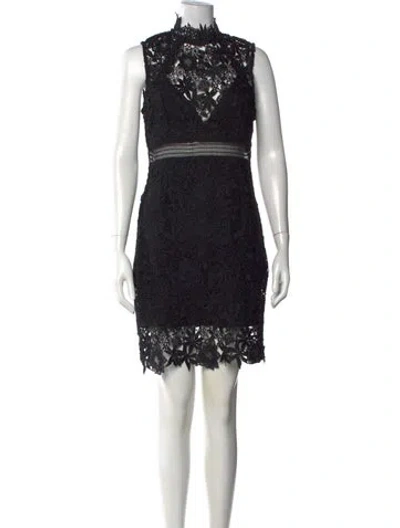 Pre-owned Bardot Lace Pattern Mini Dress In Black