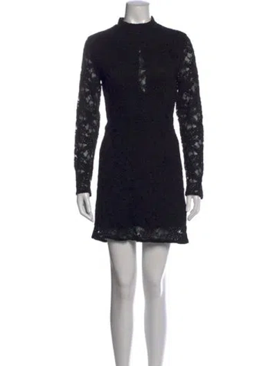Pre-owned Bardot Lace Pattern Mini Dress In Black