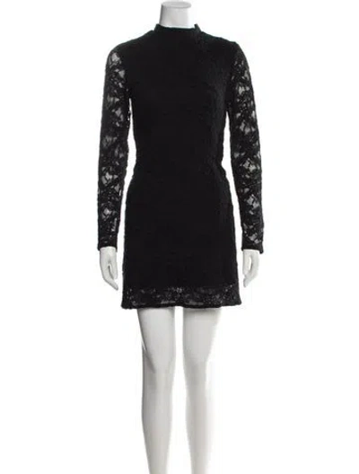 Pre-owned Bardot Lace Pattern Mini Dress In Black