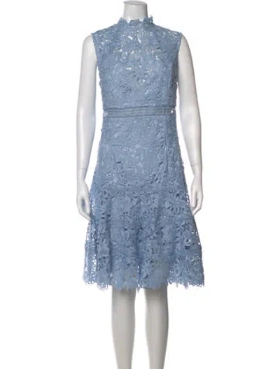 Pre-owned Bardot Lace Pattern Mini Dress In Blue