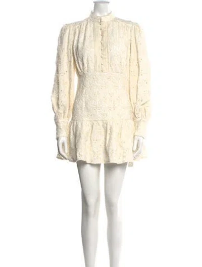 Pre-owned Bardot Lace Pattern Mini Dress In Neutrals