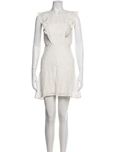 Pre-owned Bardot Lace Pattern Mini Dress In Neutrals