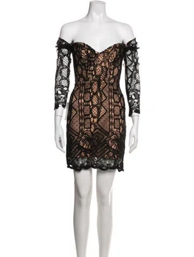 Pre-owned Bardot Lace Pattern Mini Dress W/ Tags In Brown