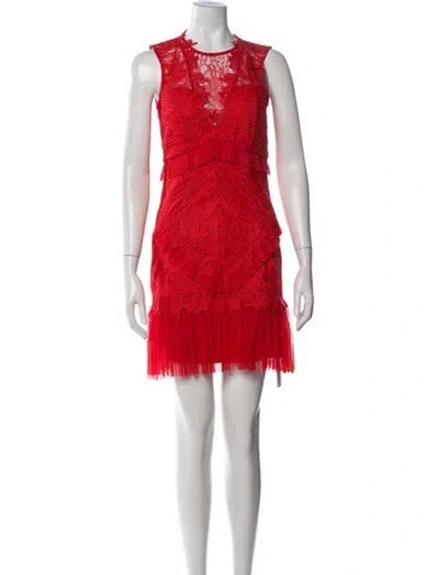 Pre-owned Bardot Lace Pattern Mini Dress W/ Tags In Red