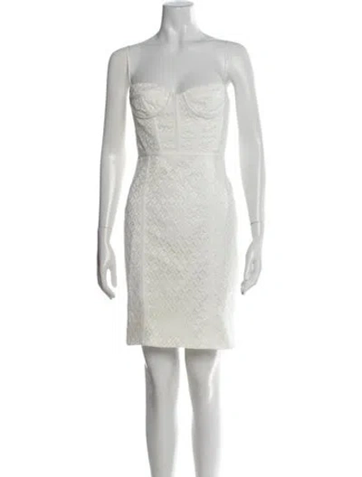 Pre-owned Bardot Lace Pattern Mini Dress In White