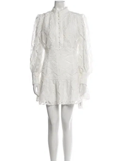 Pre-owned Bardot Lace Pattern Mini Dress In White