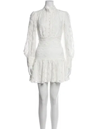 Pre-owned Bardot Lace Pattern Mini Dress In White