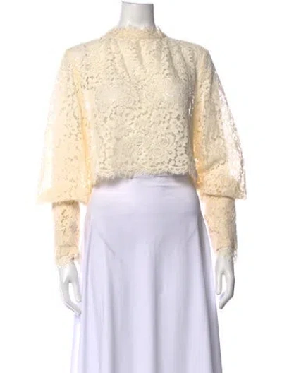 Pre-owned Bardot Lace Pattern Mock Neck Top W/ Tags In Neutrals