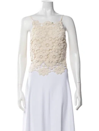 Pre-owned Bardot Lace Pattern Scoop Neck Top In Blue