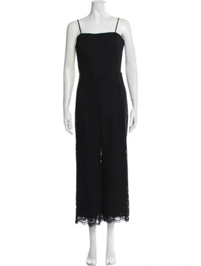 Pre-owned Bardot Lace Pattern Square Neckline Jumpsuit W/ Tags In Black