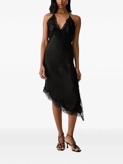 Bardot Lace-trim Asymmetric Dress In Brown