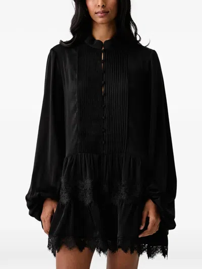 Bardot Lace-trim Pintuck-detail Dress In Black