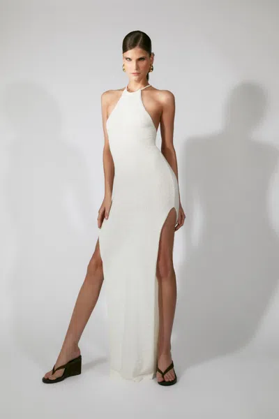 Bardot Larissa Halter Knit Dress In White
