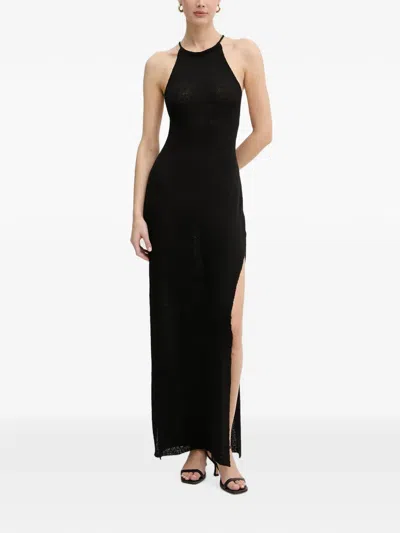 Bardot Larissa Halterneck Side-slits Maxi Dress In Black
