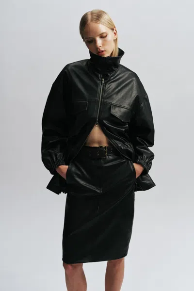 Bardot Lavelle Vegan Leather Skirt In Black