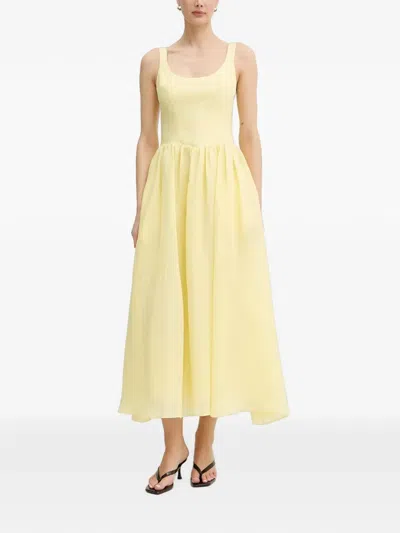 Bardot Lawrence Panelled Flared Midi Dress In Yellow