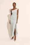 Bardot Layana Asymmetric Mesh Dress In Light Blue