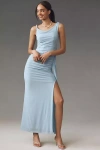 Bardot Layana Asymmetric Mesh Dress In Blue