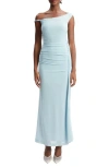 Bardot Layana Asymmetric Mesh Dress In Light Blue