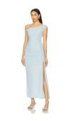 Bardot Layana Asymmetric Mesh Dress In Light Blue
