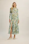 Bardot Lea Floral Mesh Dress In Green