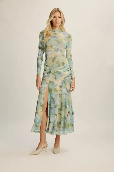 Bardot Lea Floral Mesh Dress In Green