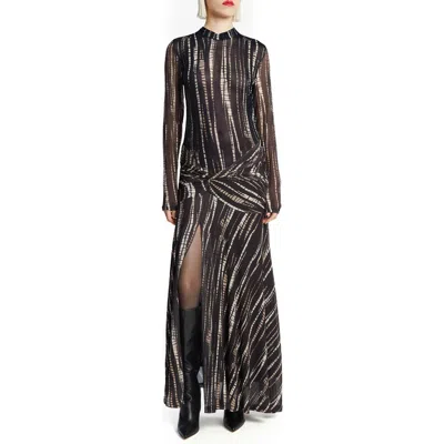 Bardot Lea Long Sleeve Mesh Dress In Brown