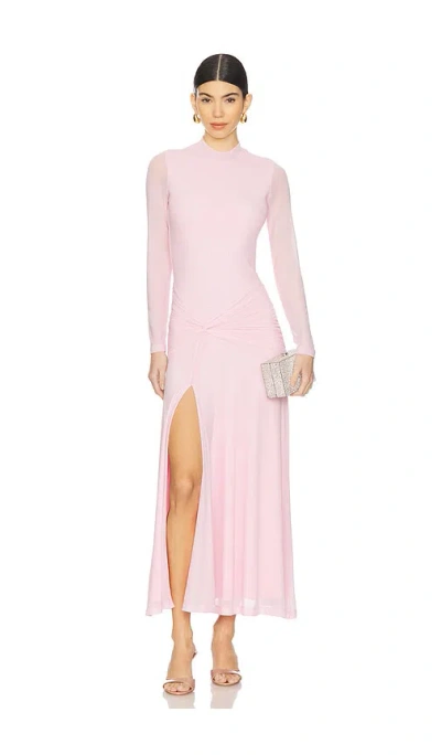 Bardot Lea Long Sleeve Mesh Midi Dress In Light Pink