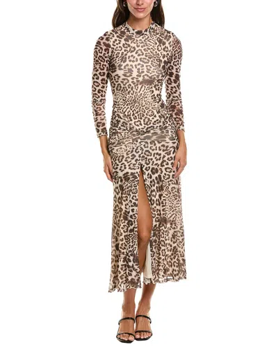 Bardot Lea Printed Mesh Maxi Dress In Brown