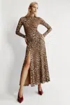 Bardot Lea Printed Mesh Midi Dress In B Leopard