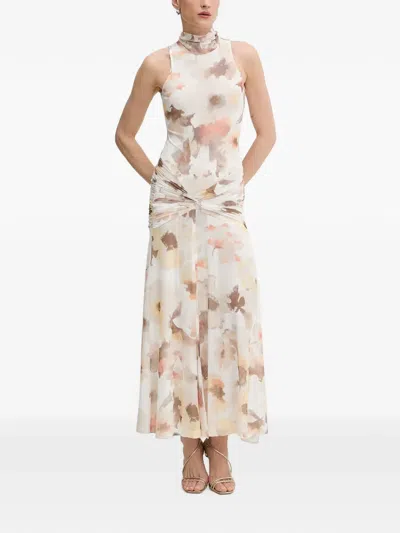 Bardot Leanna Floral-print Ruched-waist Dress In Black