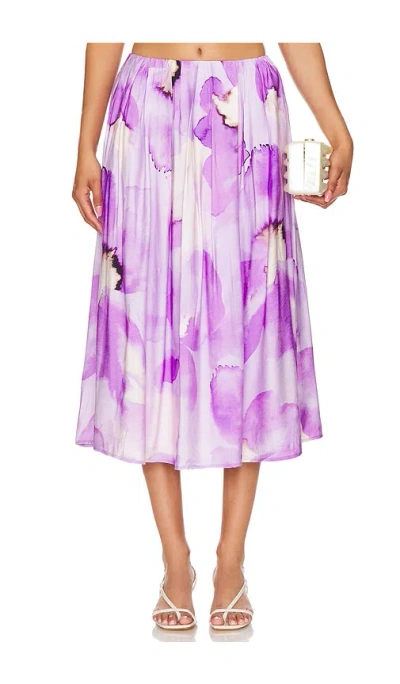 Bardot Leia Midi Skirt In 淡紫色花卉