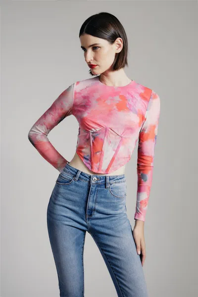 Bardot Lena Mesh Corset Top In Wildflower