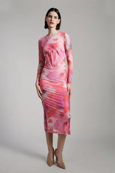 Bardot Lena Mesh Midi Dress In Wildflower