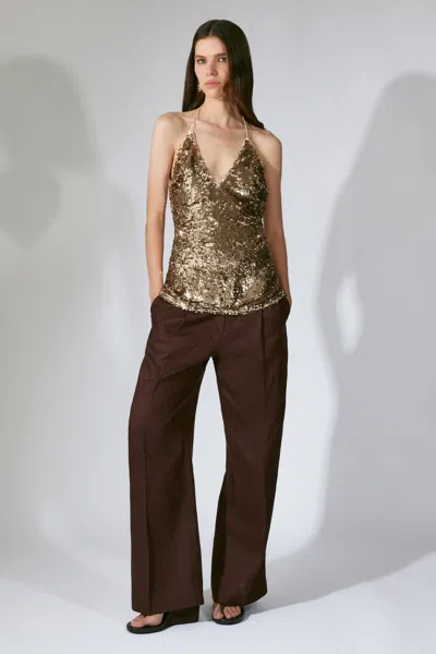 Bardot Lennon Halter Neck Cami In Gold