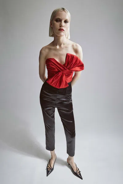 Bardot Lexana Bow Bustier In Fire Red