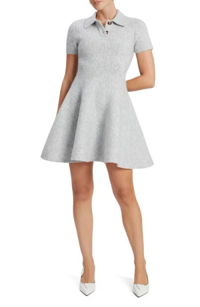 Bardot Lexter Fit & Flare Polo Jumper Minidress In Dove Grey